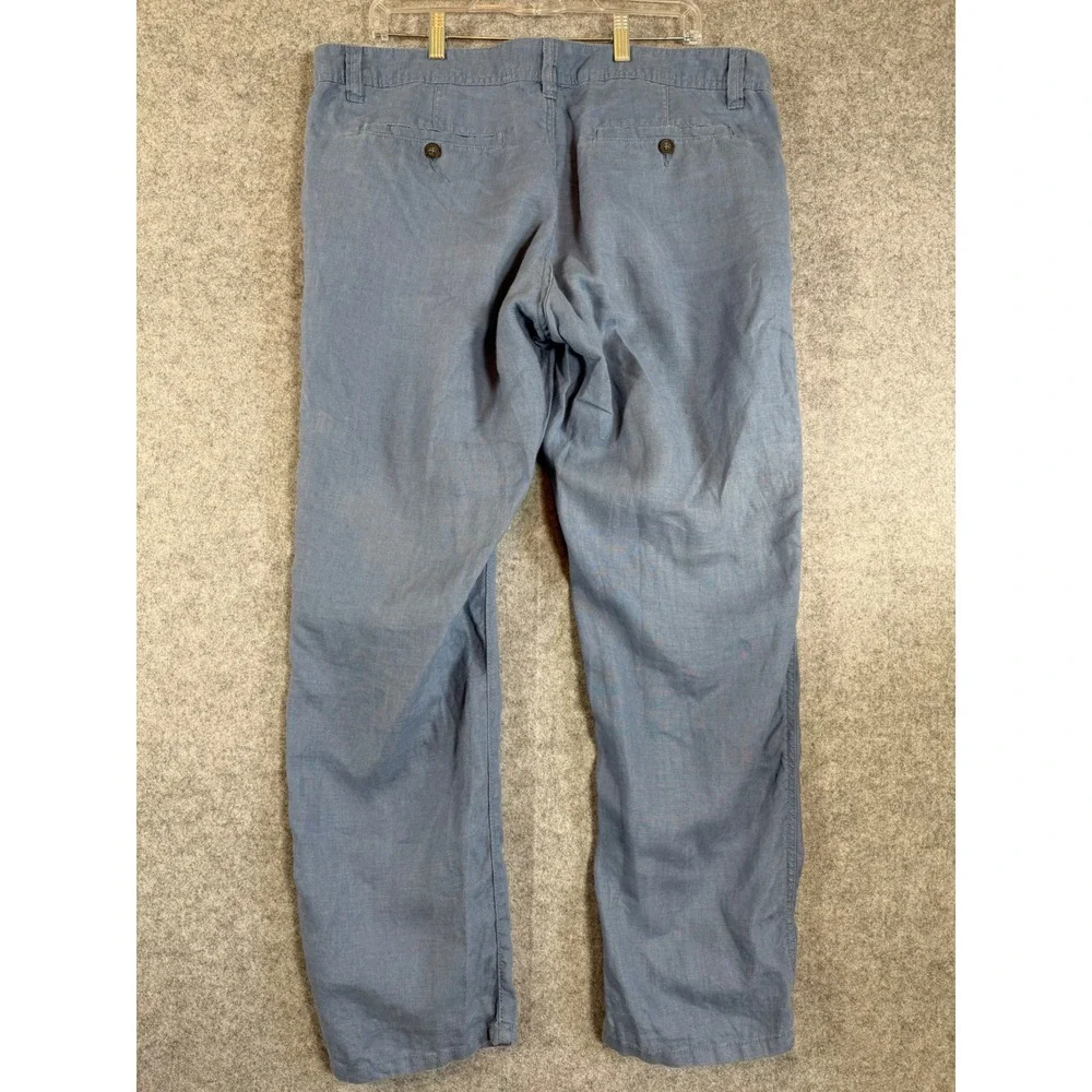 CANDA Linen Trousers Mens 38x30 Blue Excellent Straight Fit Lightweight